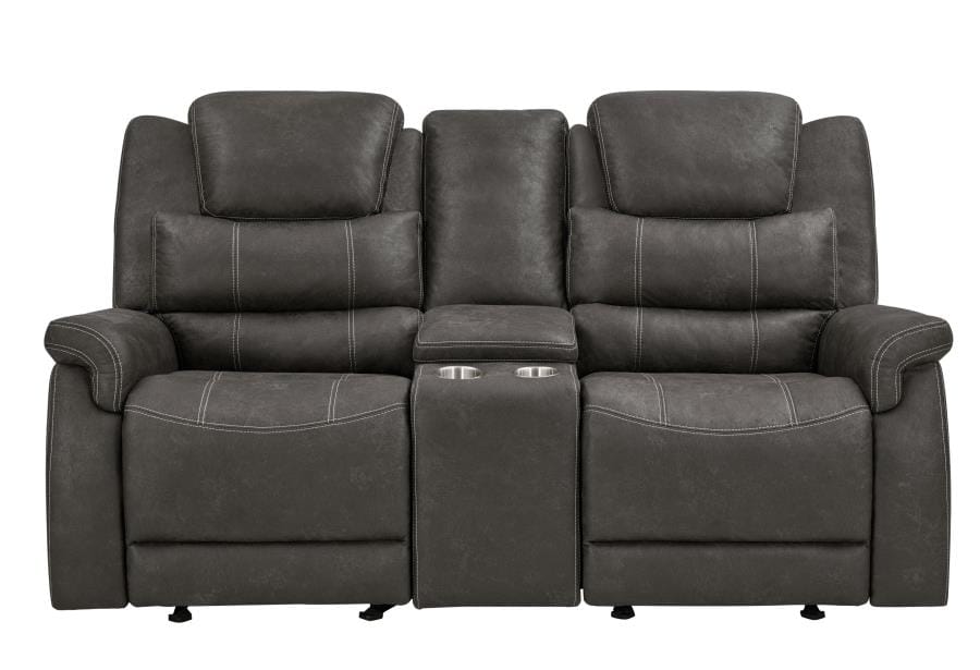 Wyatt Upholstered Glider Loveseat with Console Grey