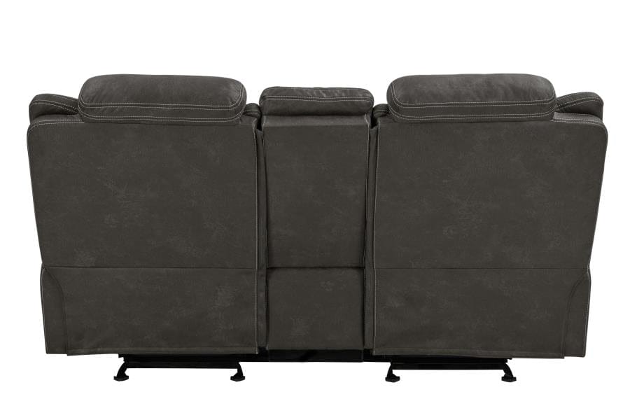 Wyatt Upholstered Glider Loveseat with Console Grey