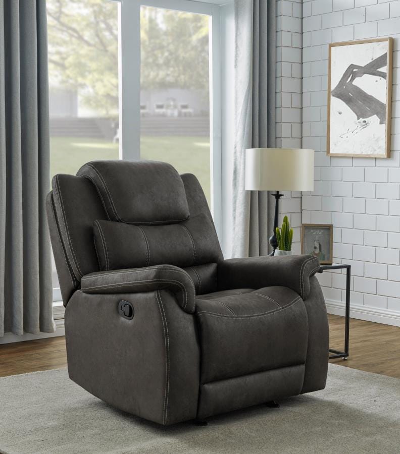 Wyatt Upholstered Glider Recliner Grey