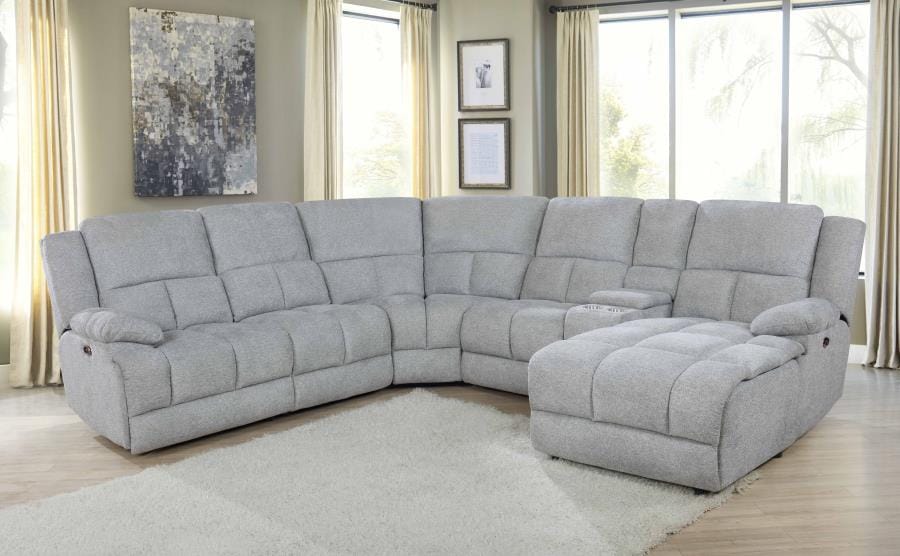 Belize 6-piece Pillow Top Arm Power Sectional Grey