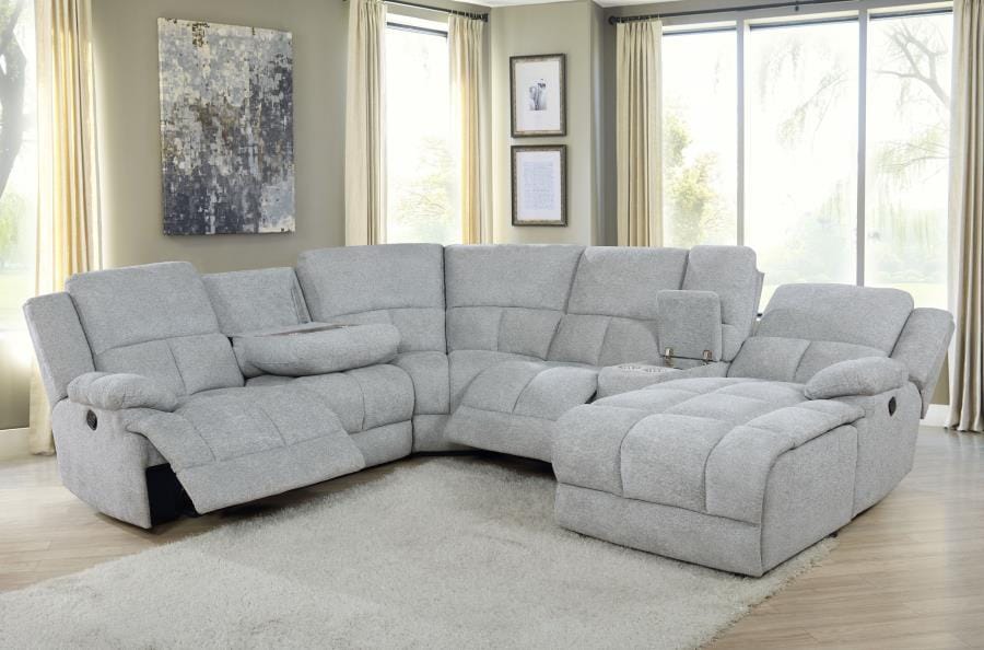 Belize 6-piece Pillow Top Arm Motion Sectional Grey