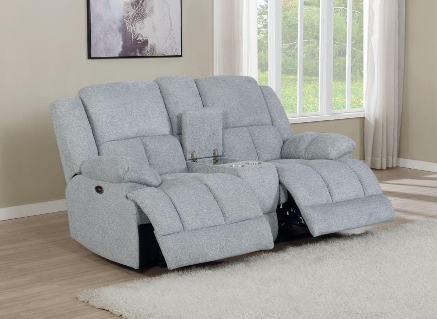 Waterbury Upholstered Power Loveseat with Console Grey