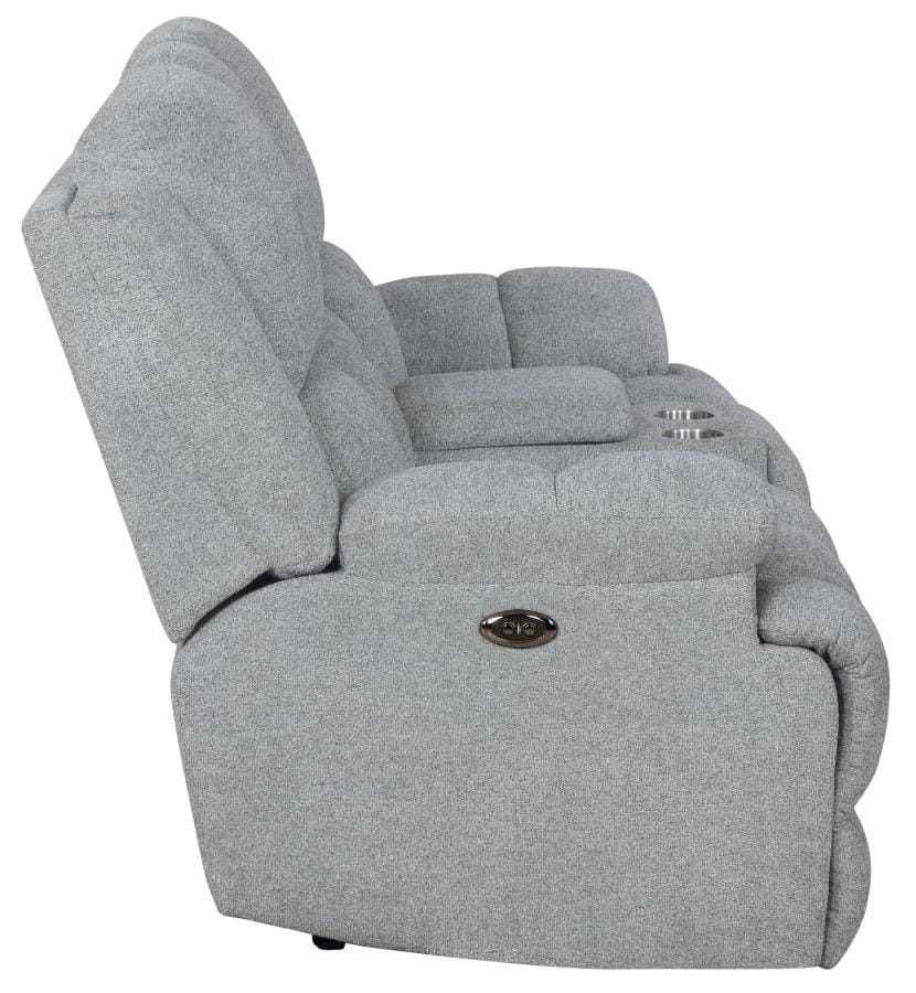 Waterbury Upholstered Power Loveseat with Console Grey