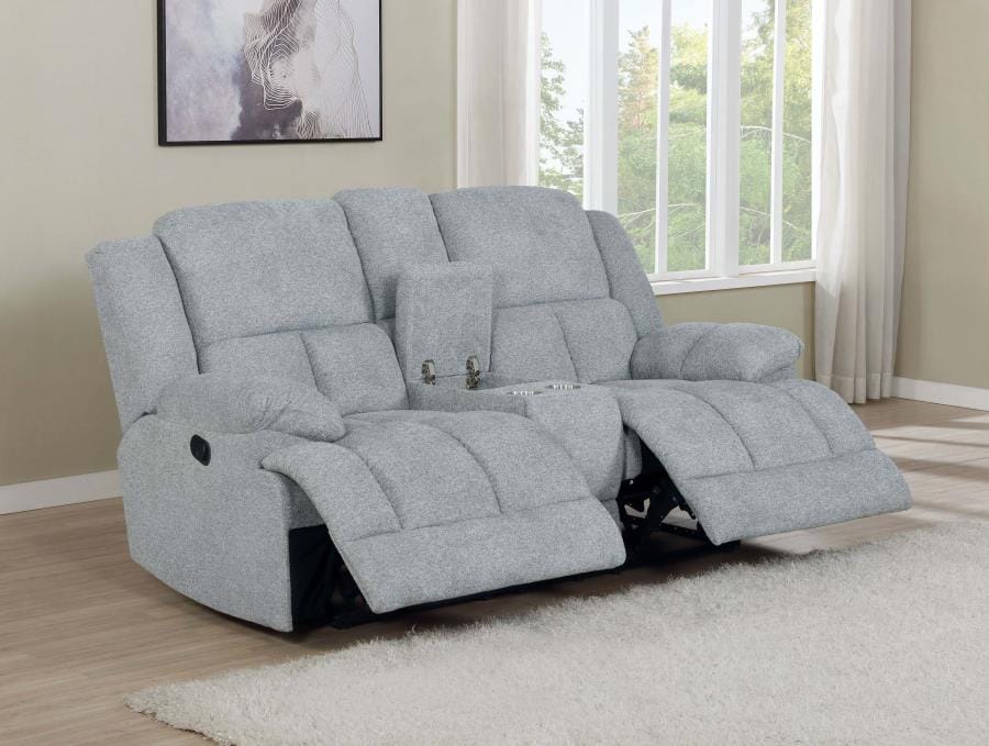 Waterbury Upholstered Motion Loveseat with Console Grey