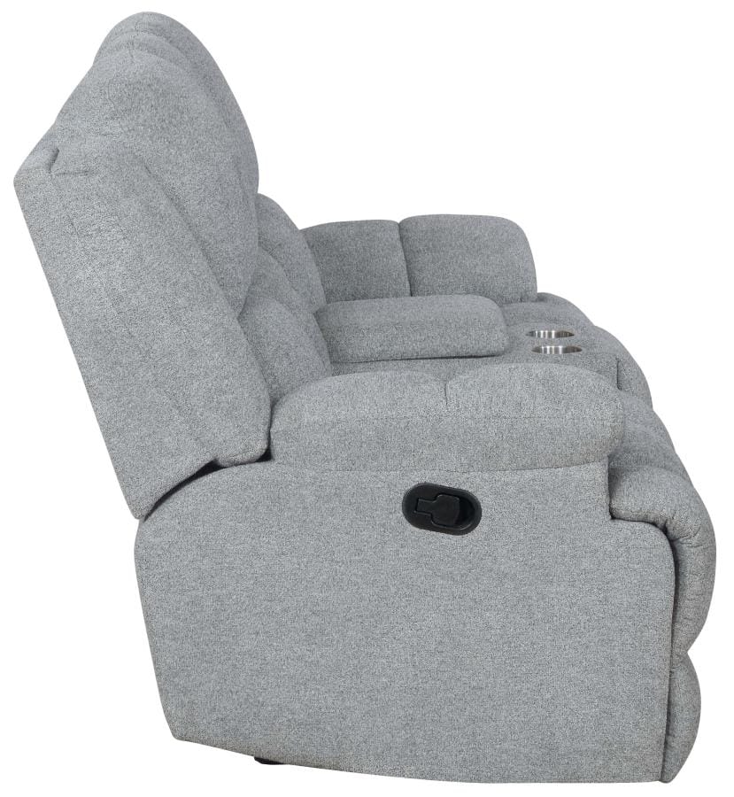 Waterbury Upholstered Motion Loveseat with Console Grey