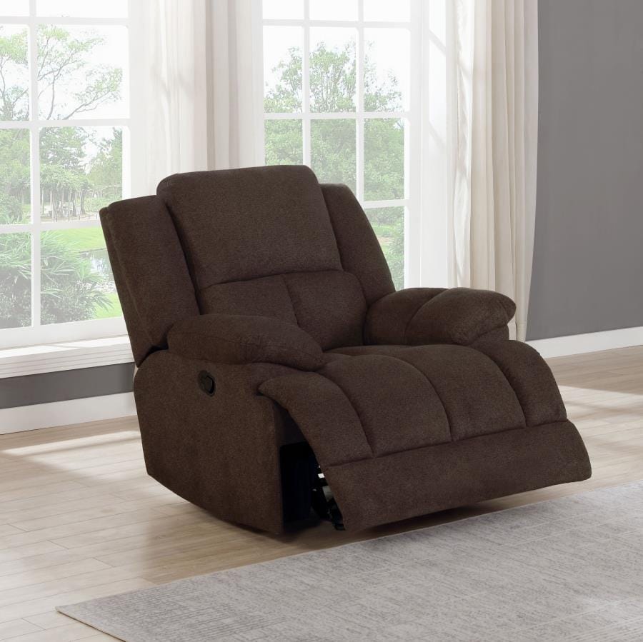 Waterbury Upholstered Glider Recliner Brown