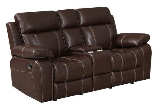 Myleene Glider Loveseat with Console Chestnut