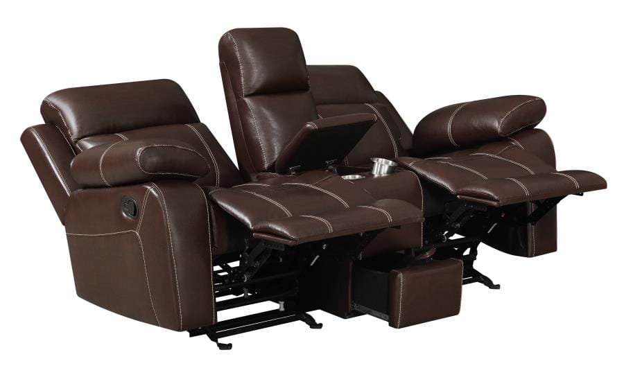 Myleene Glider Loveseat with Console Chestnut