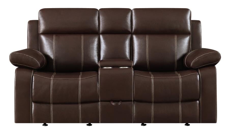 Myleene Glider Loveseat with Console Chestnut