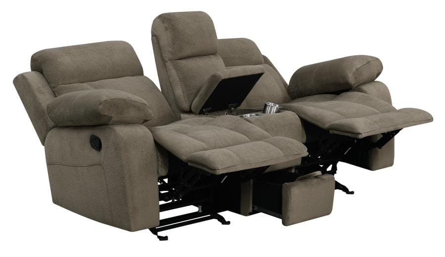 Myleene Glider Loveseat with Console Mocha