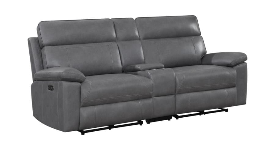 Albany Upholstered Power Reclining Seat and Power Headrest Loveseat with Console