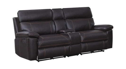 Albany Upholstered Power Reclining Seat and Power Headrest Loveseat with Console