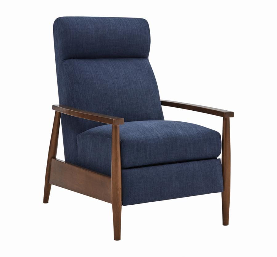 Kaylie Upholstered Push-Back Recliner Navy Blue