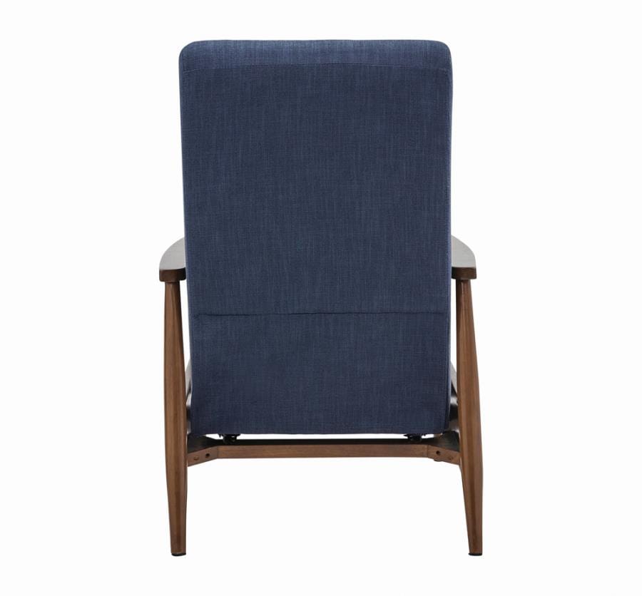 Kaylie Upholstered Push-Back Recliner Navy Blue
