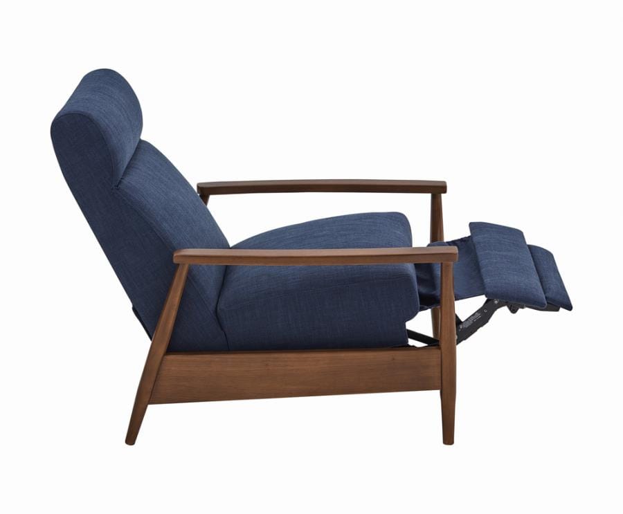 Kaylie Upholstered Push-Back Recliner Navy Blue