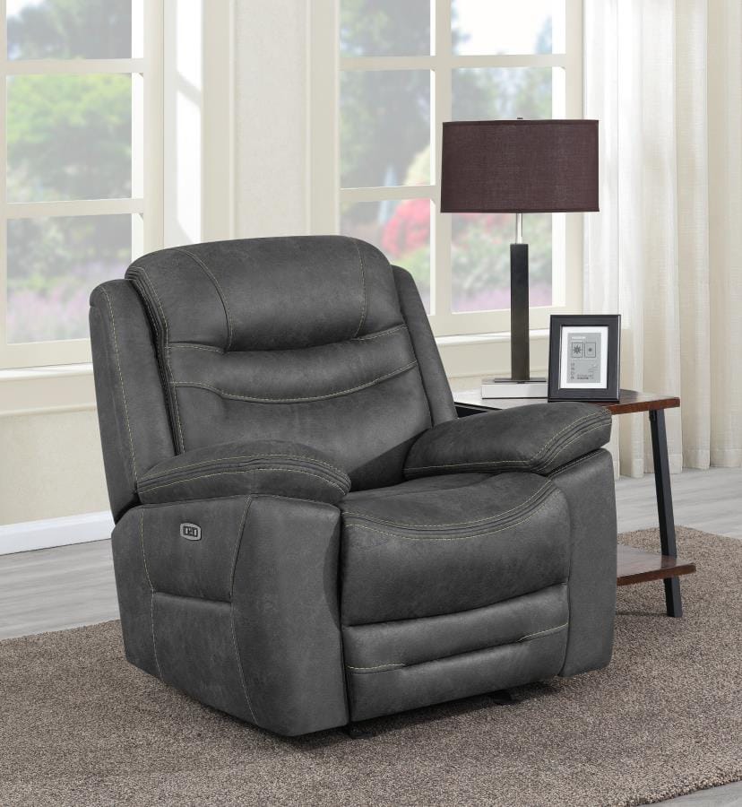 Hemer Upholstered Power^2 Recliner Dark Grey