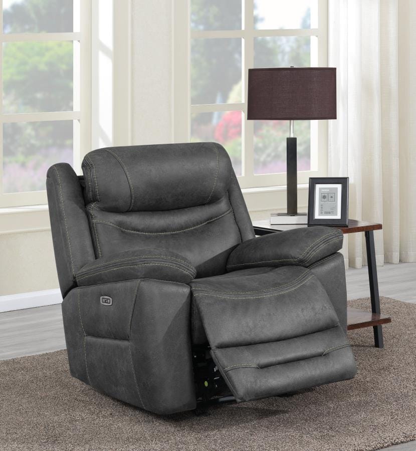 Hemer Upholstered Power^2 Recliner Dark Grey