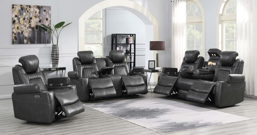 Korbach 3-piece Power^2 Living Room Set Charcoal