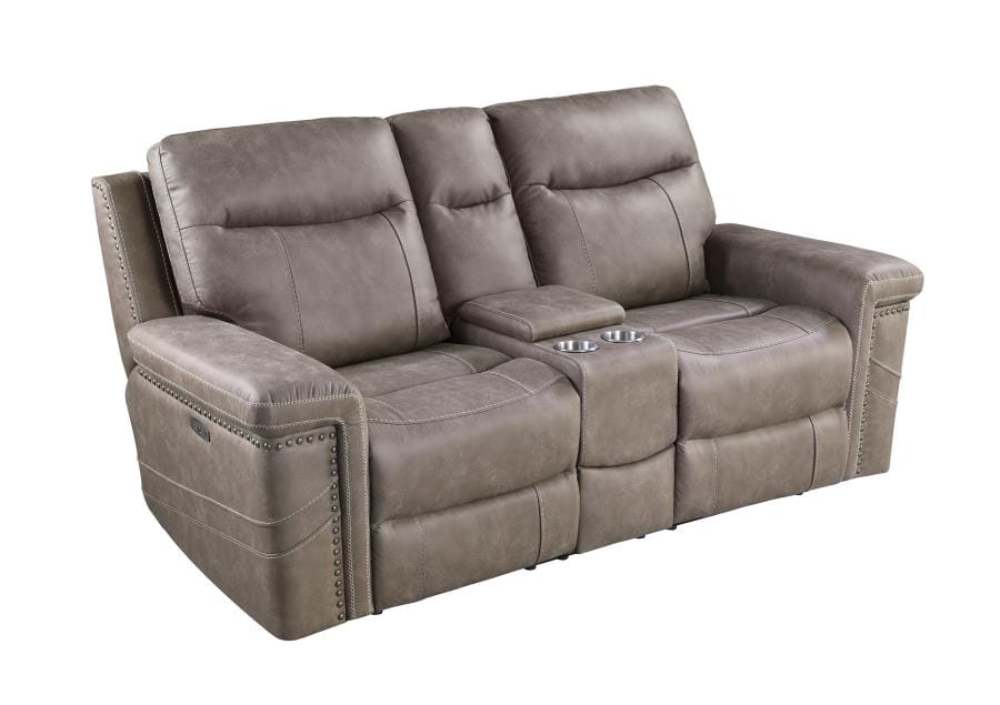 Wixom 1-drawer Power^2 Loveseat with Console Taupe