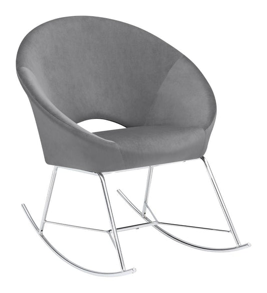 Upholstered Papasan Rocking Chair Silver and Chrome