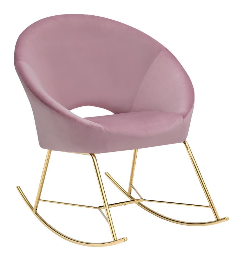 Upholstered Papasan Rocking Chair Rosewood and Brass