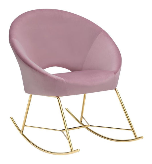 Upholstered Papasan Rocking Chair Rosewood and Brass