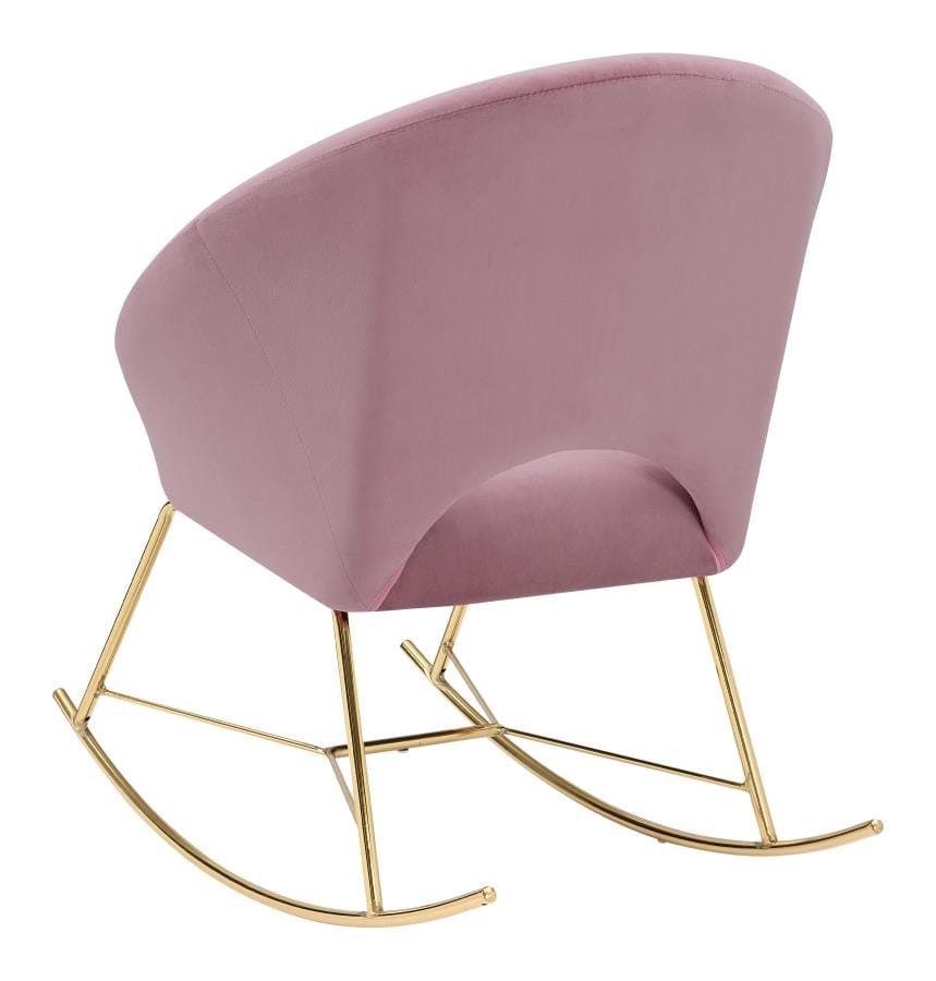 Upholstered Papasan Rocking Chair Rosewood and Brass