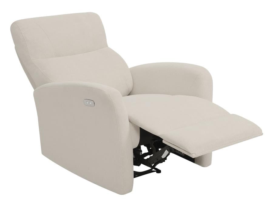 Upholstered Cushion Power Recliner Beige