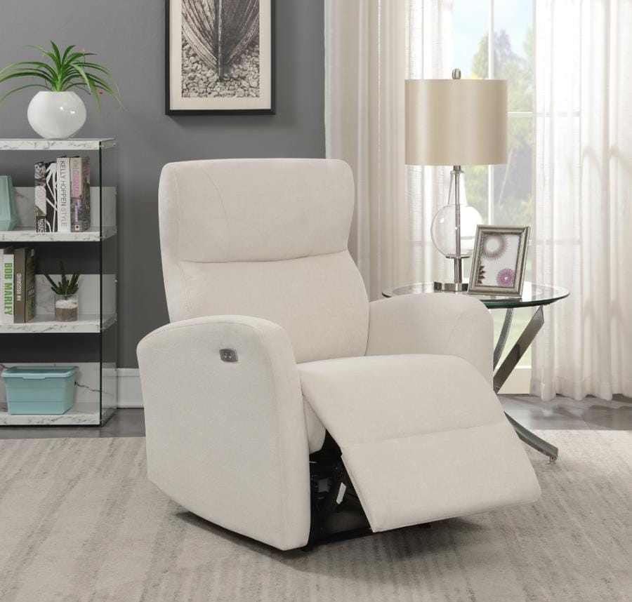 Upholstered Cushion Power Recliner Beige