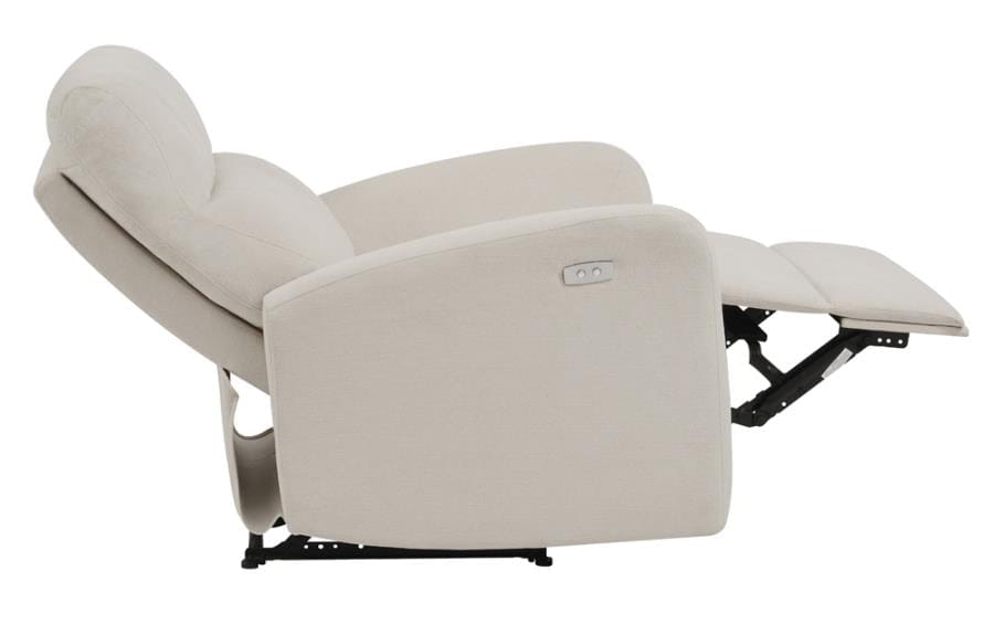 Upholstered Cushion Power Recliner Beige