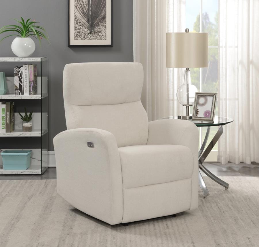 Upholstered Cushion Power Recliner Beige