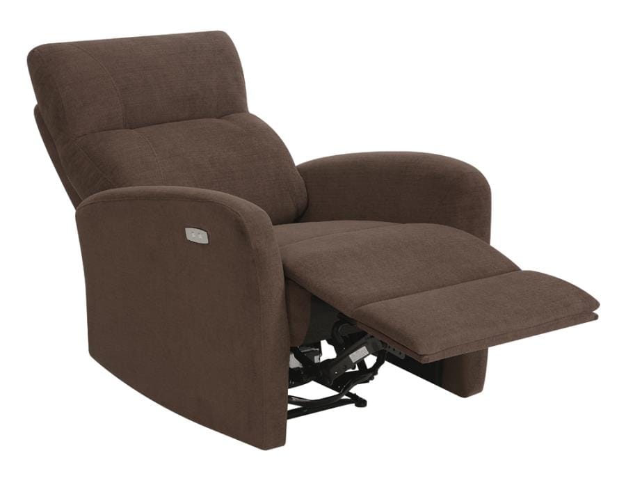 Upholstered Cushion Power Recliner Brown