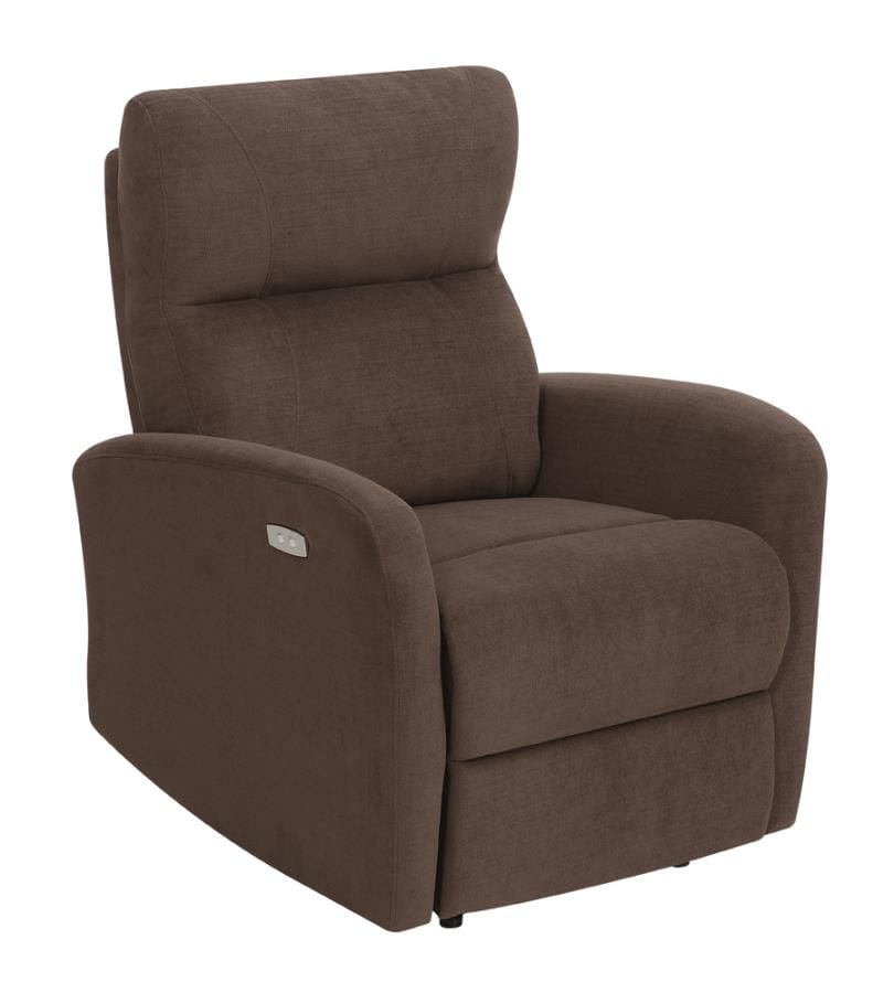 Upholstered Cushion Power Recliner Brown