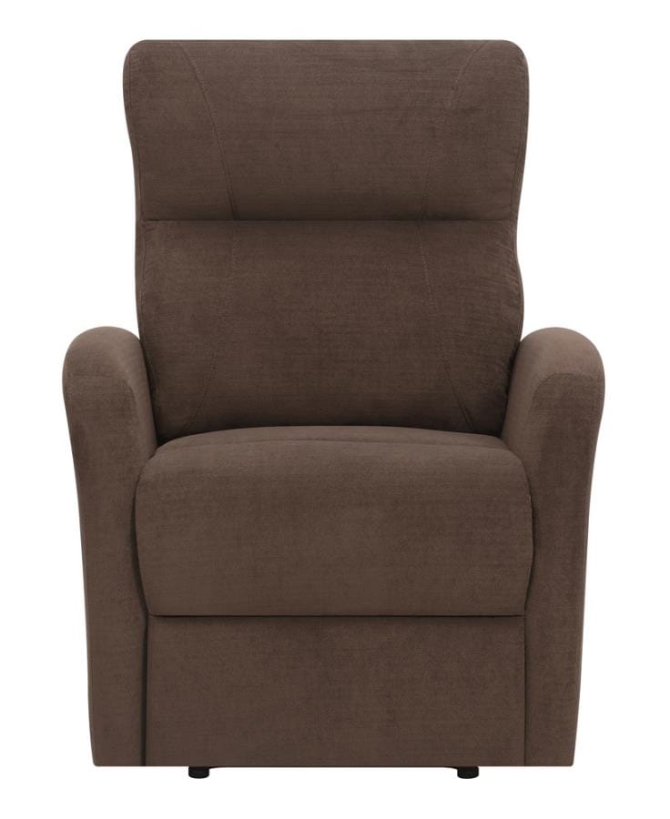 Upholstered Cushion Power Recliner Brown