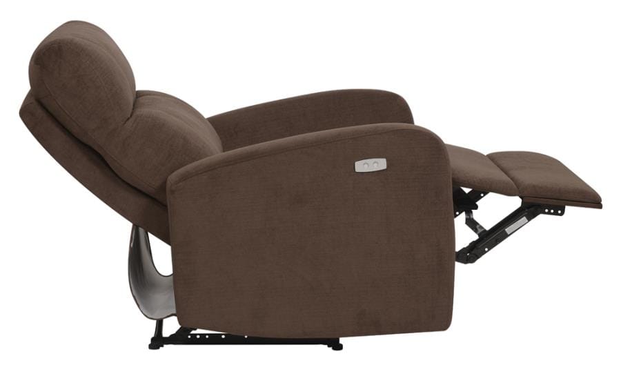 Upholstered Cushion Power Recliner Brown