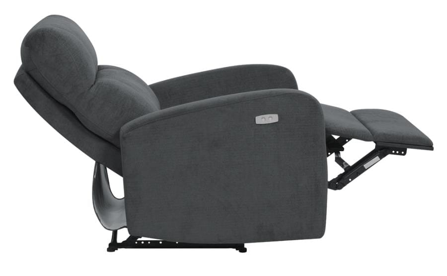 Upholstered Cushion Power Recliner Grey