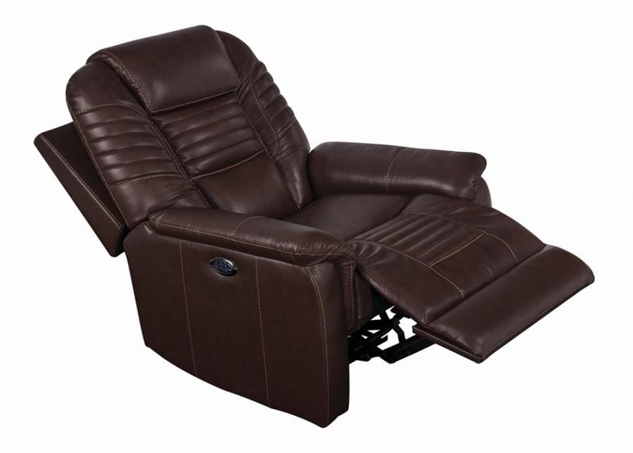 Upholstered Power^3 Recliner with Power Headrest Brown