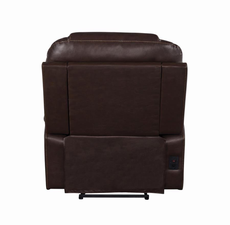 Upholstered Power^3 Recliner with Power Headrest Brown