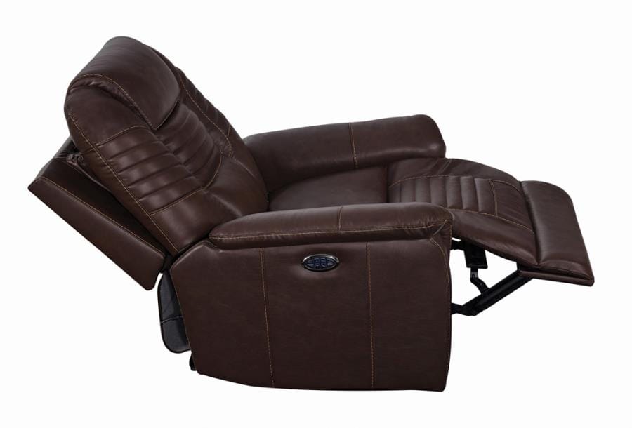 Upholstered Power^3 Recliner with Power Headrest Brown