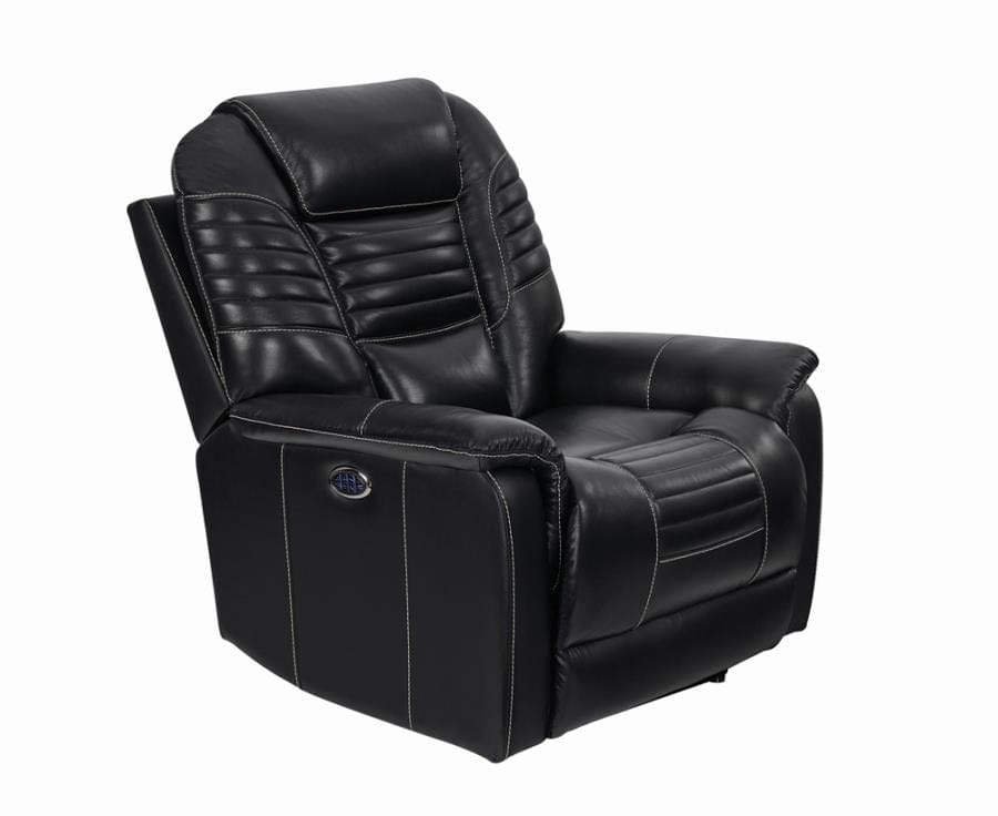Upholstered Power^3 Recliner with Power Headrest Black
