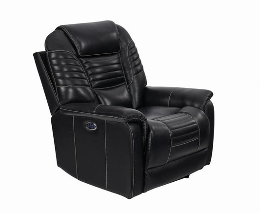 Upholstered Power^3 Recliner with Power Headrest Black