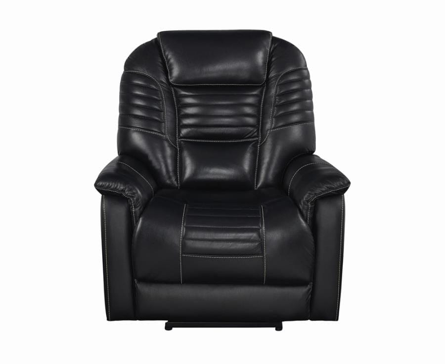 Upholstered Power^3 Recliner with Power Headrest Black