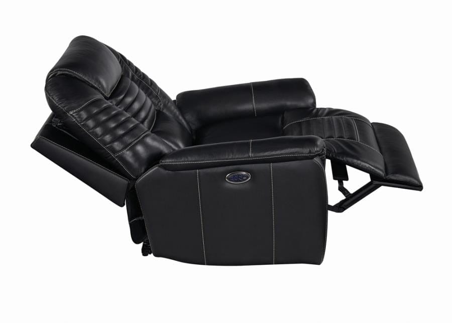 Upholstered Power^3 Recliner with Power Headrest Black