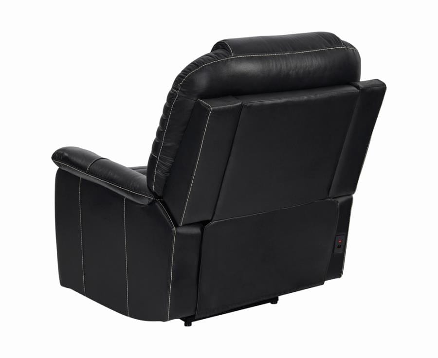 Upholstered Power^3 Recliner with Power Headrest Black
