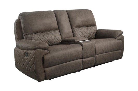 Variel Upholstered Tufted Motion Loveseat with Console