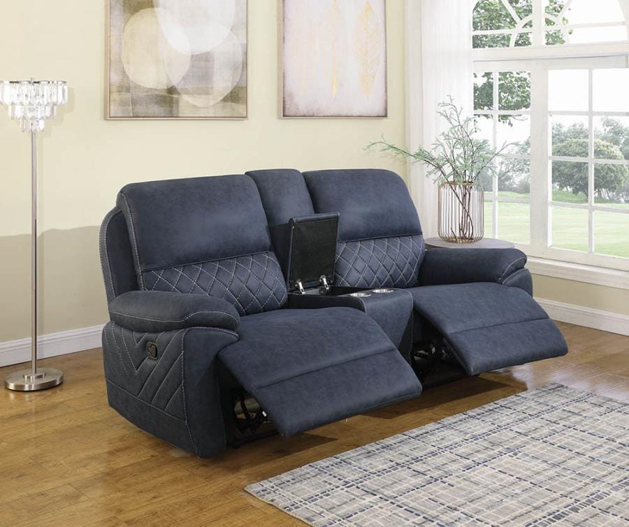 Variel Upholstered Tufted Motion Loveseat with Console