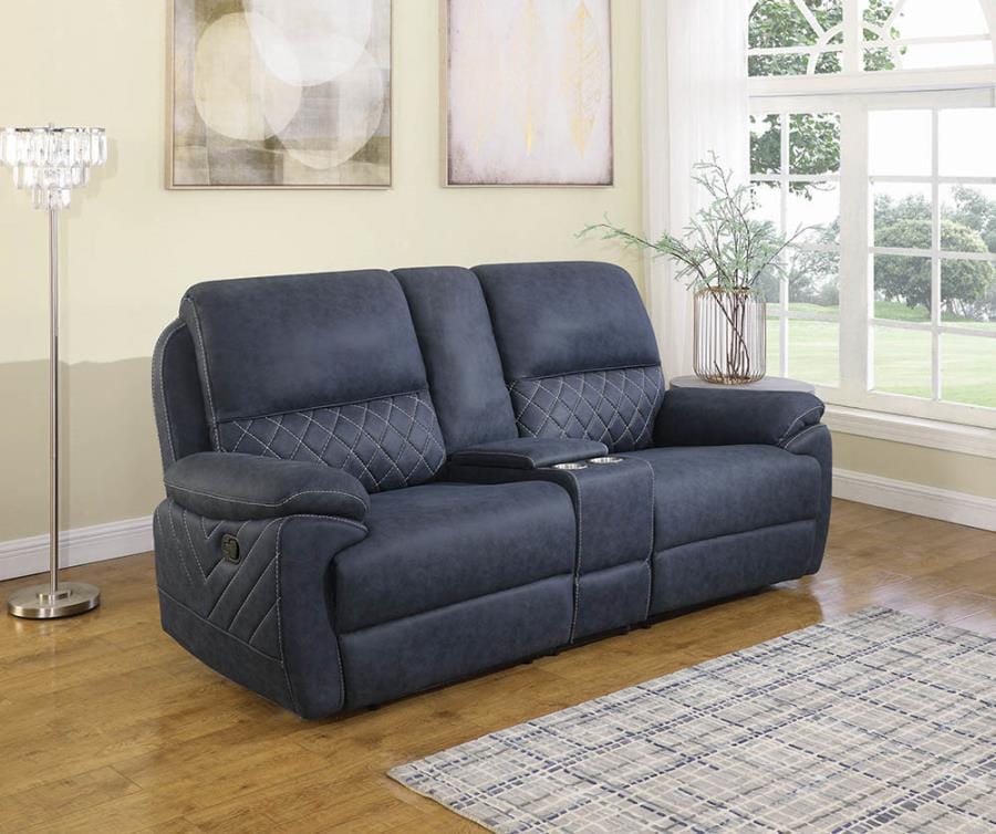 Variel Upholstered Tufted Motion Loveseat with Console