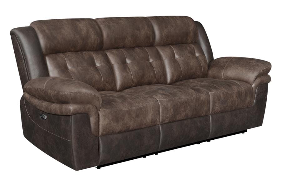 Saybrook Tufted Cushion Power Sofa Chocolate and Dark Brown