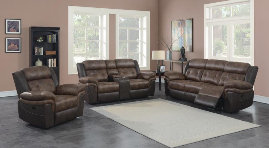 Saybrook Tufted Cushion Motion Sofa Chocolate and Dark Brown