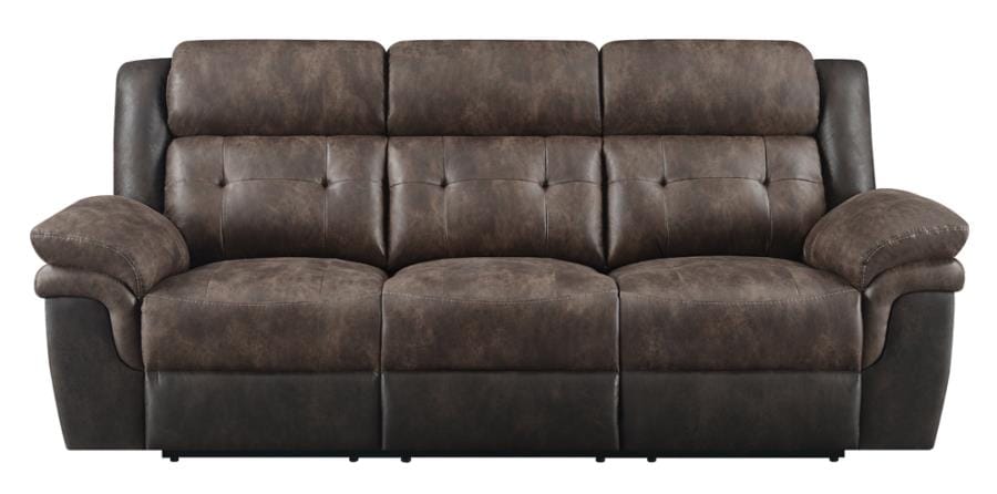 Saybrook Tufted Cushion Motion Sofa Chocolate and Dark Brown